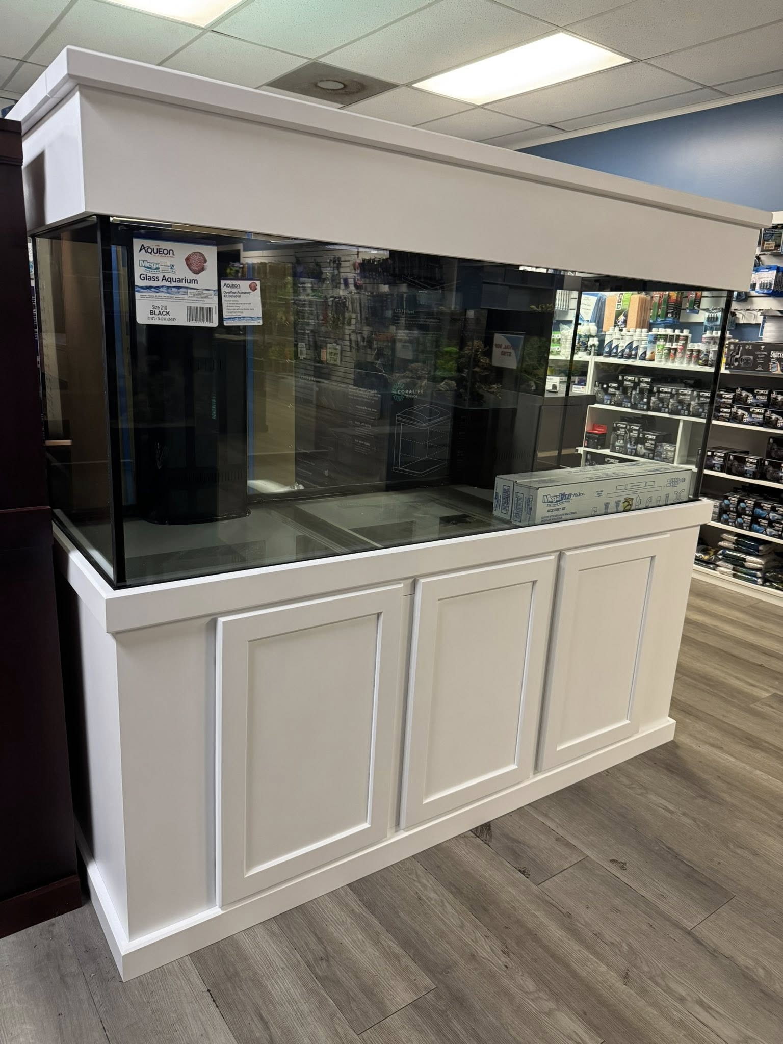 Seafoam green aquarium stand and canopy