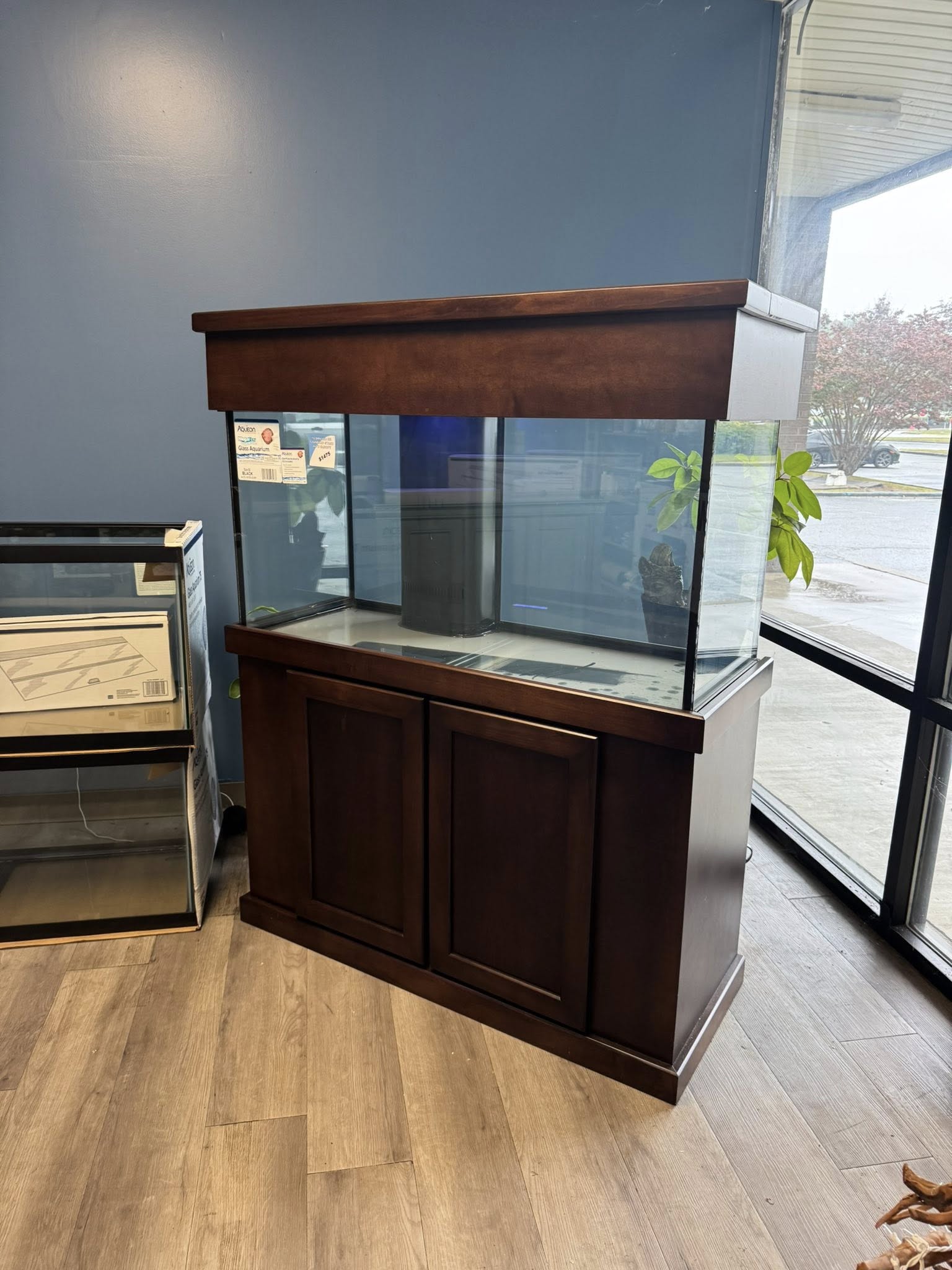 White aquarium stand and canopy with clean shaker doors